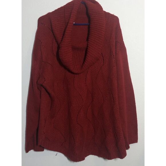 Women’s 2x Cozy Red Sweater Cowl Neck Cable Knit Soft Sweater Casual Winter - Picture 1 of 6